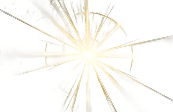Glowing Golden Star Light Burst with Sun Rays Bokeh Sparkle and Lens Flare on an isolated Background