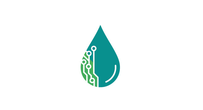 Digital Technology And Water Drop Fusion: A Modern Logo Illustrating Innovation For The Future