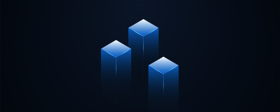Abstract Isometric Blue Digital Cubes Technology Background