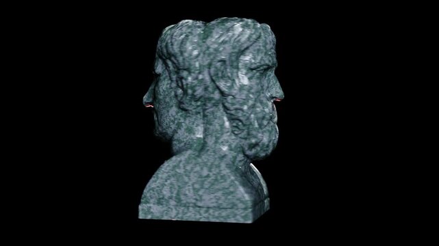 Classical Sculpture of Aristophanes and Menander Rotation Animation