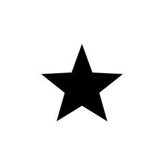 Fototapeta premium Black Star Isolated, Simple Five-Pointed Symbol, White Background