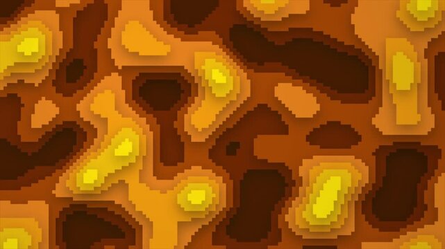 Orange Abstract Pixelated Topographic Motion Background, Retro 8-bit Style Map Animation, Layered Shifting Gradient Shapes, Warm Geometric Pattern Loop 4k video