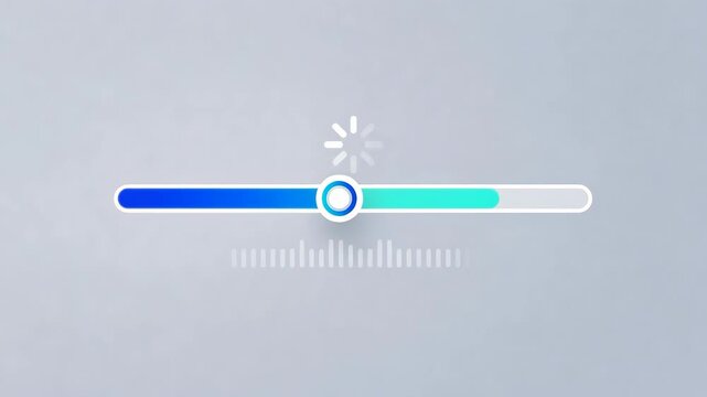 Loading progress bar and spinner in clean minimal style on light background showing concept of process status flow