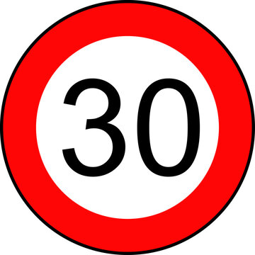 Speed Limit 30 kmh Traffic Sign Vector