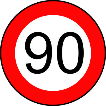 Speed Limit 90 kmh Traffic Sign Vector