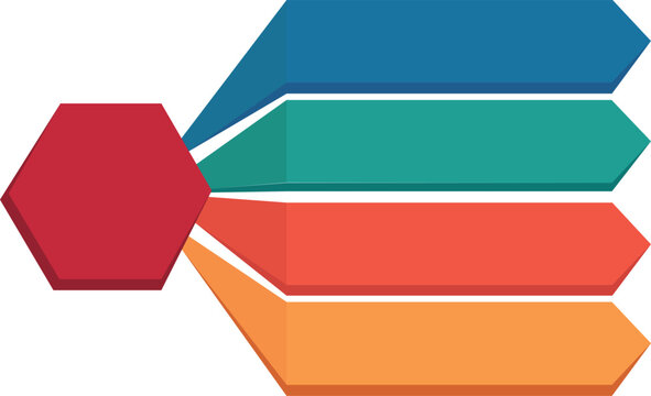 4-step hexagon arrow infographic design element for business presentation isolated background.