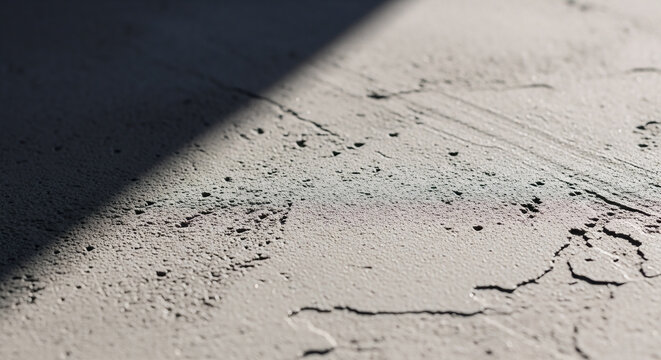 A close-up view of textured cimento queimado surface showing detailed grainy patterns with natural light and shadow creating a modern industrial interior