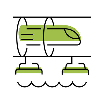 Hyperloop pod icon. Transport and futuristic transport line symbol. Color.