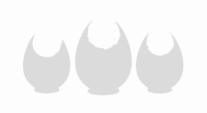 Three abstract grey egg shapes on a white background