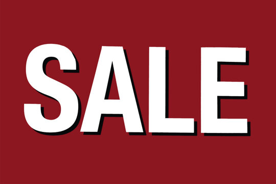 Sale text illustration vector sign with shadow isolated on red background