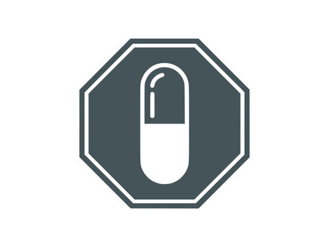 Stop Drug Abuse Octagon Sign, International Day Against Drug Abuse Symbol