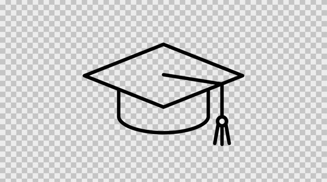 Graduation Cap Education and Academic Achievement Icon Modern Online Learning University School Knowledge and E Learning Flat Vector Illustration on Transparent Background