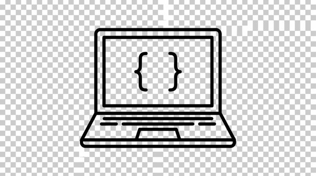 Laptop Coding and Software Development Concept Modern Programming Technology Web Development Coding Interface and Computer Engineering Flat Vector Illustration on Transparent Background