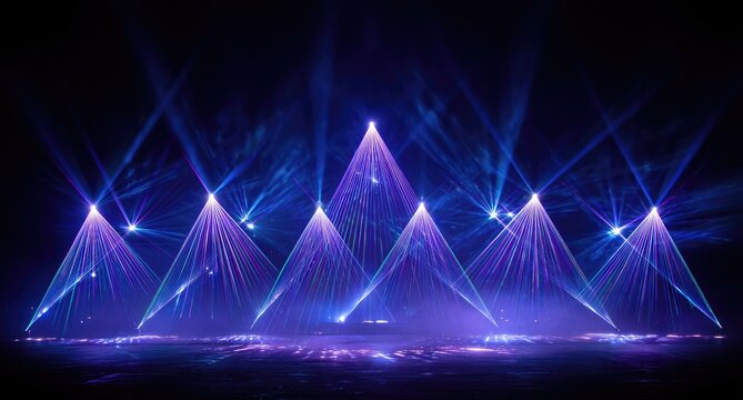 Laser show with pyramid-shaped light patterns
