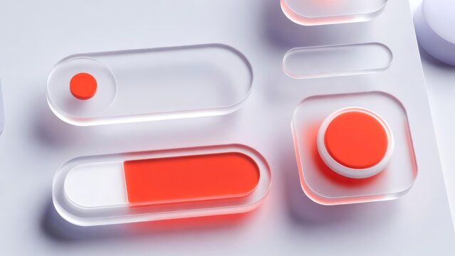 Modern Clear User Interface Elements with Red Highlights for Design Projects and Applications