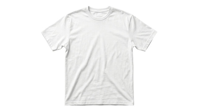 White tshirt mockup isolated on transparent background featuring soft fabric texture and natural wrinkles for high quality clothing design presentation and professional apparel branding showcase needs