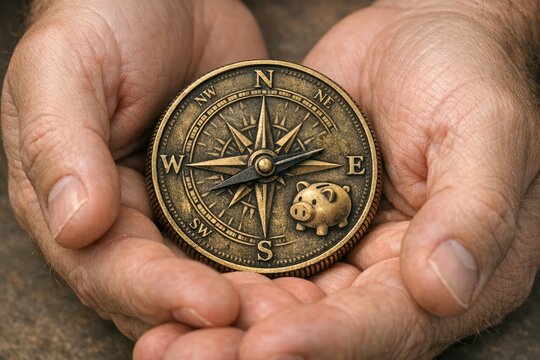 A person grasping a coin in their hand, possibly saving or investing