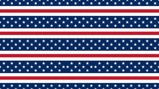American flag striped pattern with blue rows of white stars and red stripes.