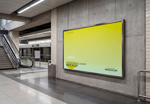 Subway Wall Billboard Poster Mockup