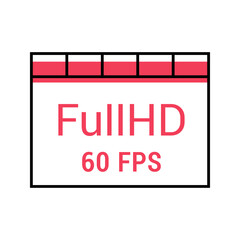 Fototapeta premium Full hd video icon. Entertainment and video quality line symbol. Color.