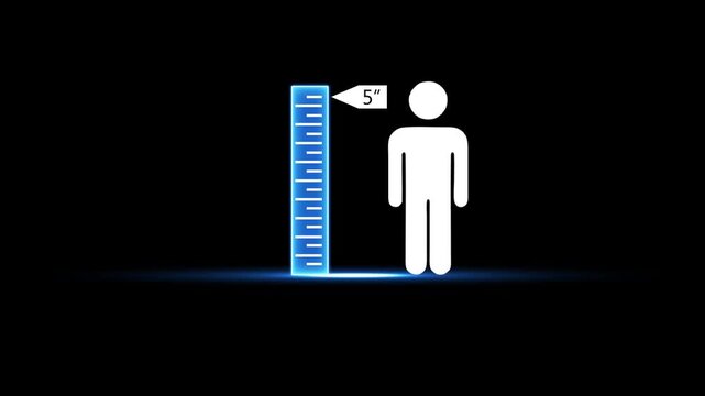 Digital height measurement infographic animation with human