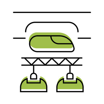 Hyperloop pod icon. Transportation and hyperloop line symbol. Color.