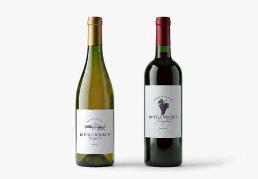 Two Wine Bottles Packaging Mockup