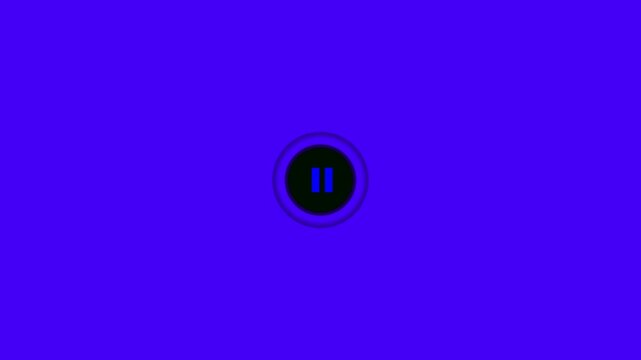 Play and pause button interface animation on vibrant blue background