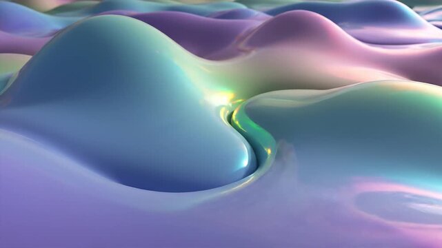 Abstract Iridescent Liquid Wave Background. Vibrant Chromatic Holographic Flowing Fluid Texture.