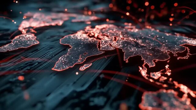 Illuminated digital representation of global connectivity over circuitry