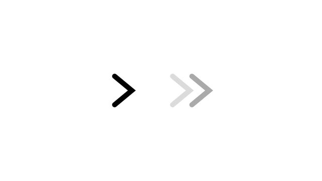 Modern double arrow chevron symbol isolated on a clean white background representing direction navigation and transition in minimalist