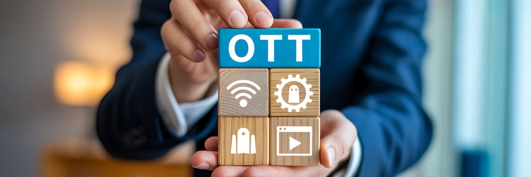  OTT streaming service concept with smart device icons