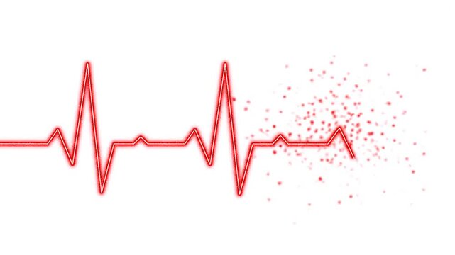 Minimalist looping animation of a glowing red heartbeat pulse line tracing across a clean white background.