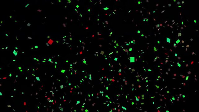 Computer animation of colored confetti exploding on black background. Concept of celebration, birthday, congratulations, party, event, holiday, overlay, decoration and festival.