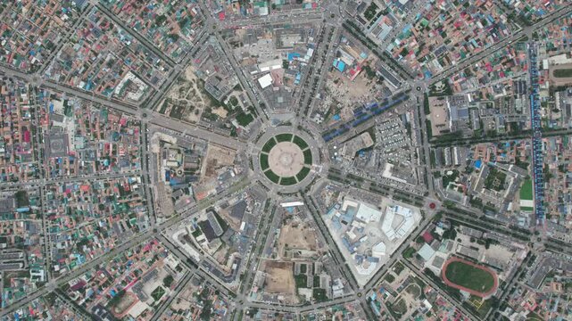 Aerial Drone Raw Footage of Tekes Bagua City, Xinjiang, China