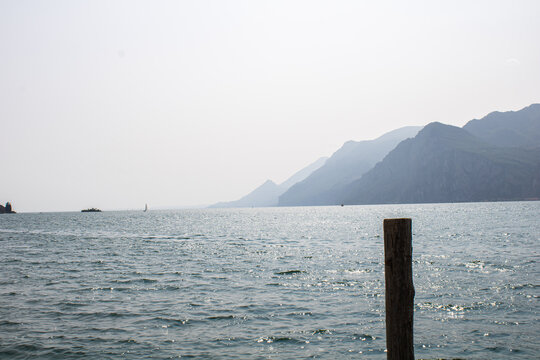 View of Lake Garda with mountains