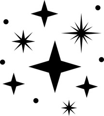 Obraz premium Collection of Black Star Shapes and Dots on Transparent Background Minimalist Line Art