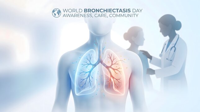 World Bronchiectasis Awareness Medical Lung Anatomy Illustration Healthcare Concept Poster Design