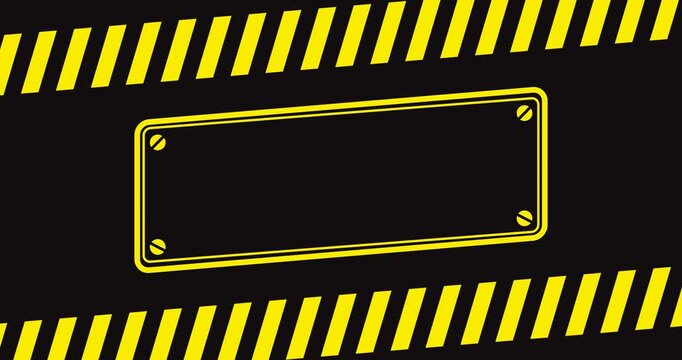 Black background animation with black and yellow caution tape decoration and copy space area