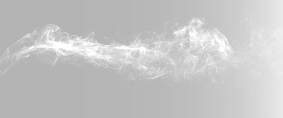 Realistic white smoke cloud trail set, atmospheric dynamic steam vapor wave and cinematic cosmic nebula dust blast on grey backgrounds © Maxim