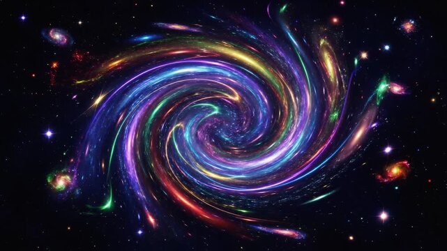 虹色銀河が渦巻く幻想ループ背景素材