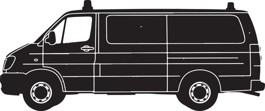 Vintage emergency ambulance van silhouette vector illustration of a retro classic medical rescue service vehicle side view perfect for hospital healthcare transport emblem or clinic design