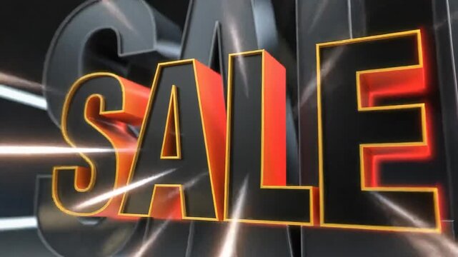 Glowing SALE text in bold illuminated style on dark backdrop showing bright signage concept of promotion event