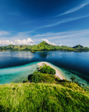 Kelor Island Panoramic View of Pristine White Sand Beach and Turquoise Sea Komodo National Park