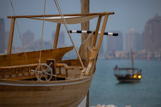 old wooden dhow boat in Qatar