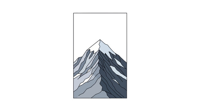 Majestic Mountain Peak with Snow and Dramatic Shadows, Minimalist Landscape