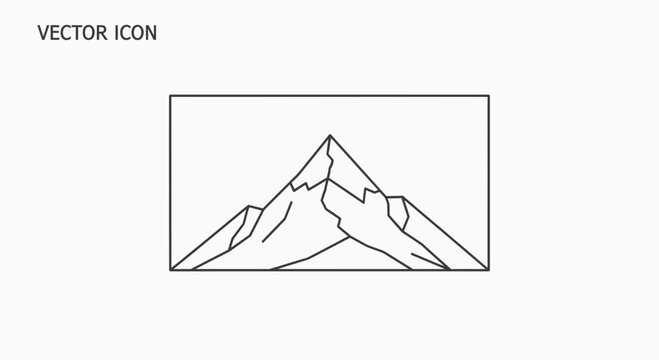 Minimalist Mountain Peak Vector Icon - Geometric Landscape Symbol