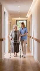 Fototapeta premium Home Caregiver Assisting Senior