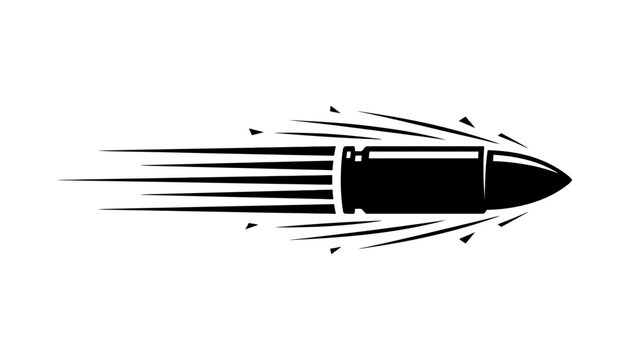 Fast moving bullet illustration with speed motion lines.