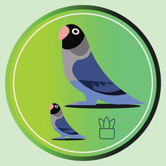 Fototapeta premium Minimalist Vector Illustration of Masked Lovebirds Icon Design